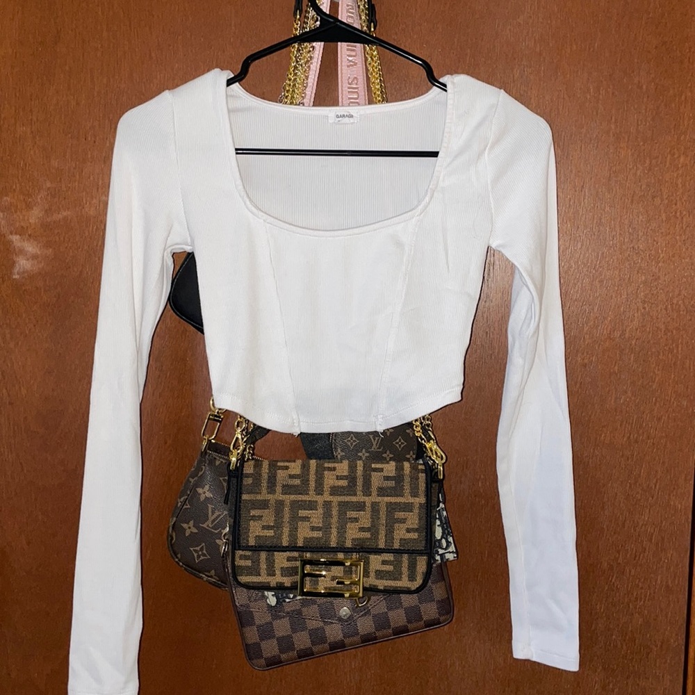 garage white corset long sleeve